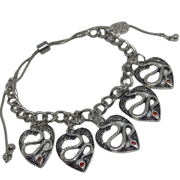 a_fire_inside Jewelry - Serpent / Snake Heart One Size / Adjustable Charm Bracelet goth gothic grunge